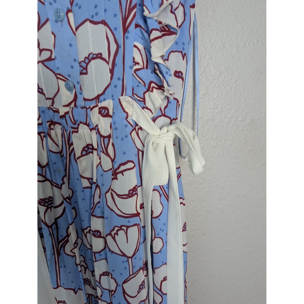 Ted Baker London Tindraa Blue Floral Poppy Ruffle Maxi Dress Size 2 US 6 - Picture 8 of 9